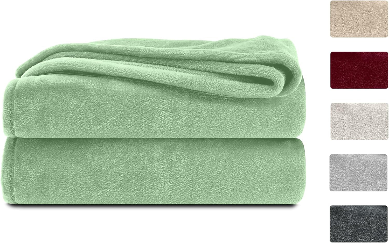 Couverture moelleuse Komfortec, couverture confortable, couverture polaire, certifiée Oeko-Tex, super douce, 150X200 Cm, 260 G/M², beige Lits et couvertures Besuche den Komfortec-Store Vert clair 220 X 240 Cm