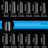 240pcs ongles artificiels clairs, faux ongles, ongles longs à couverture complète, pointes d'ongles ballerine, pointes d'ongles français à couverture complète pour manucure