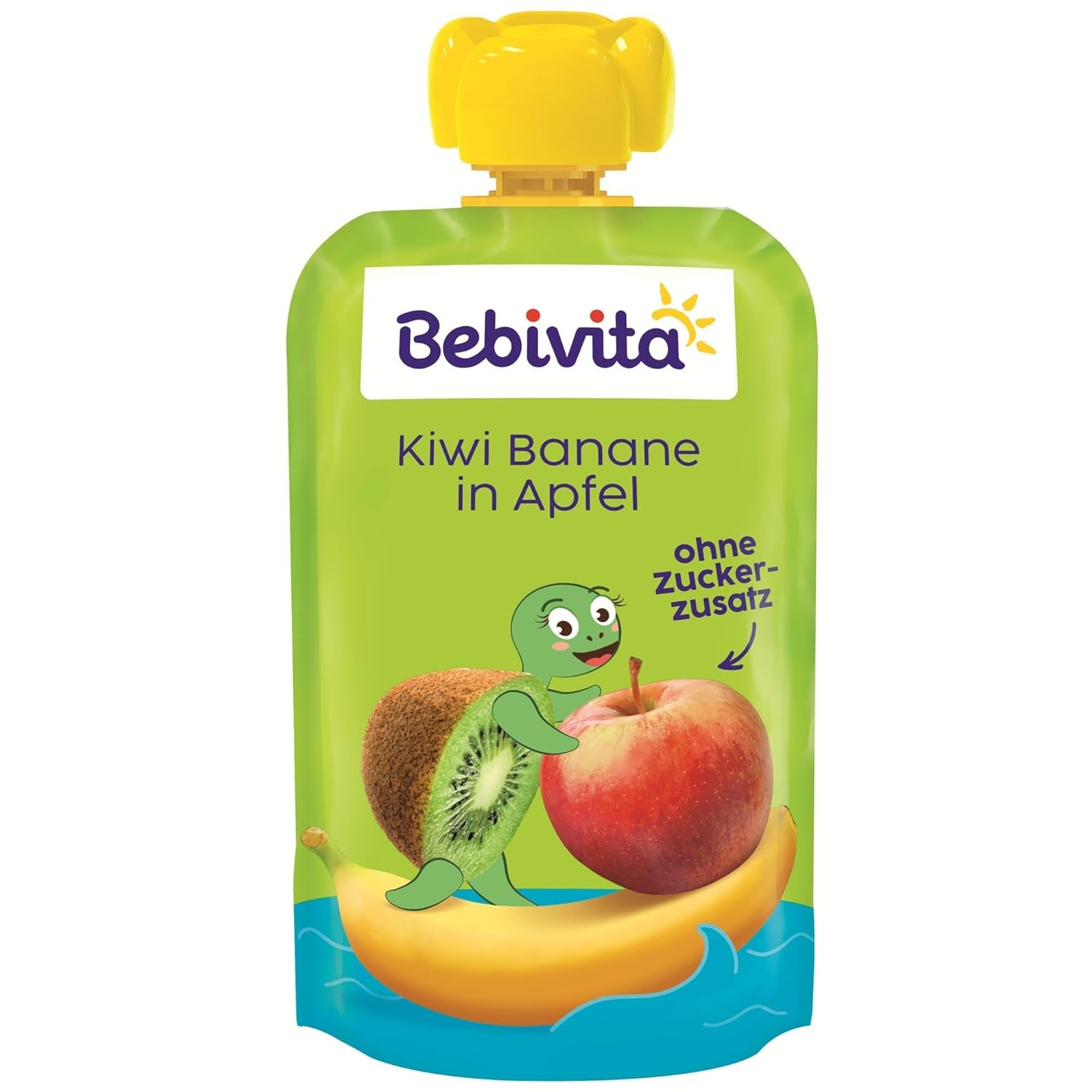 Bananes kiwi au quetschie aux pommes (6 x 120g), sans sucre ajouté, sans gluten, idéal pour les repas et les collations individuelles