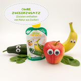FRECHE FREUNDE Sachet de fruits à presser bio avec pommes, bananes, épinards et concombre, purée de fruits et légumes dans un sachet à presser pour bébés à partir de 6 mois, végétalien, lot de 6 (6 x 100 g)