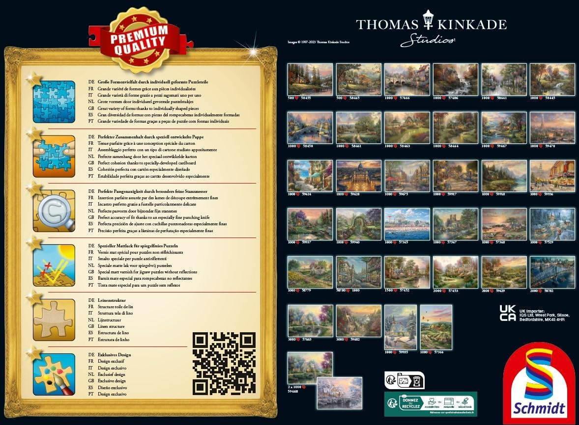 Schmidt Spiele 58784 Thomas Kinkade, Soirée au lac d'automne, puzzle 1000 pièces, puzzle coloré Naty Shop