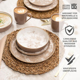 Moritz & Moritz MARIELLA Service de table en grès pour 6 personnes, 24 pièces - Vaisselle beige moderne au design ludique, service à café facile d'entretien avec assiettes, bols et tasses - Service combiné