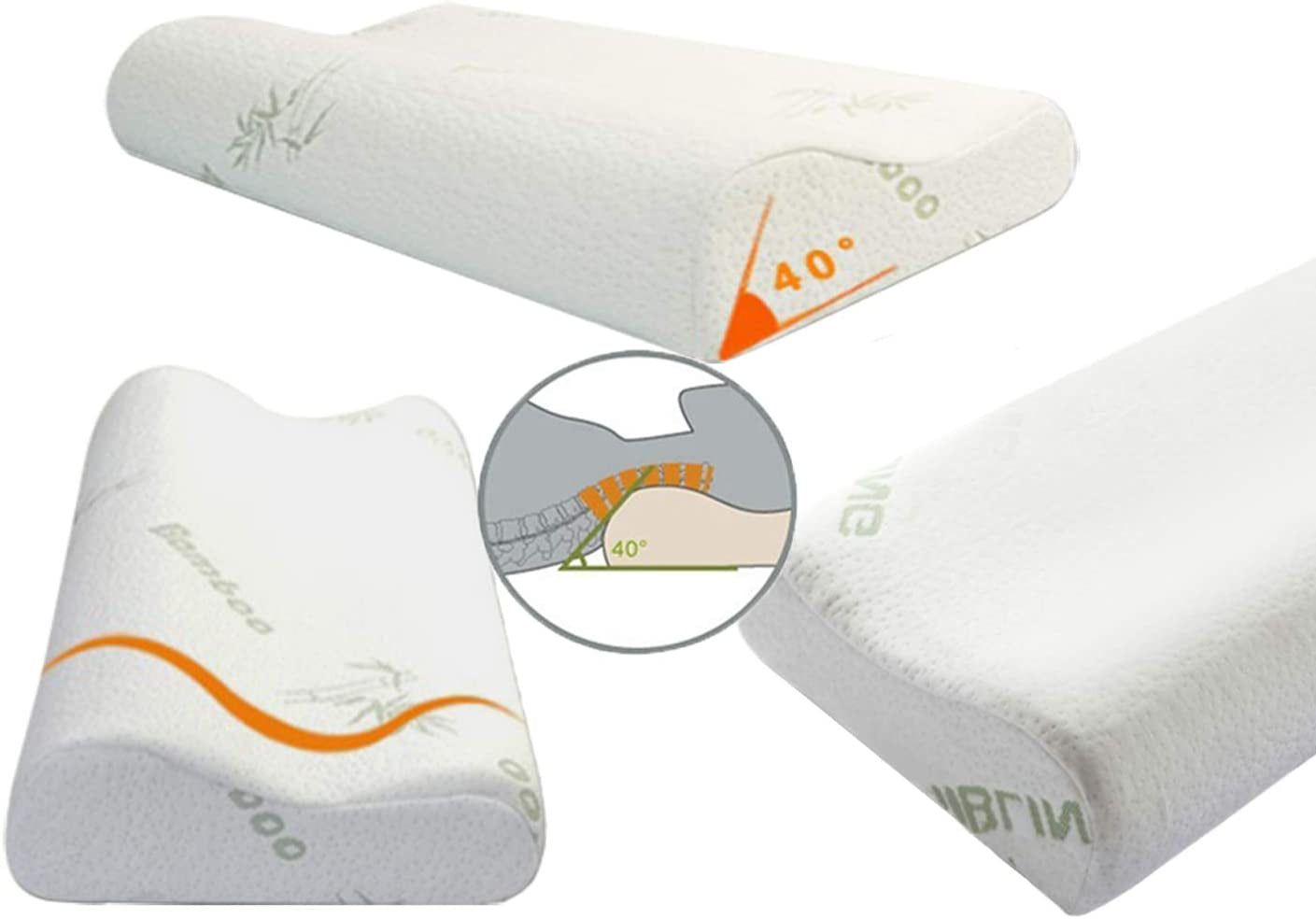 Oreiller en mousse à mémoire de forme, oreiller de soutien du cou, oreiller ergonomique pour différentes positions de sommeil avec housse amovible Oreillers orthopédiques cervicaux Naty Shop