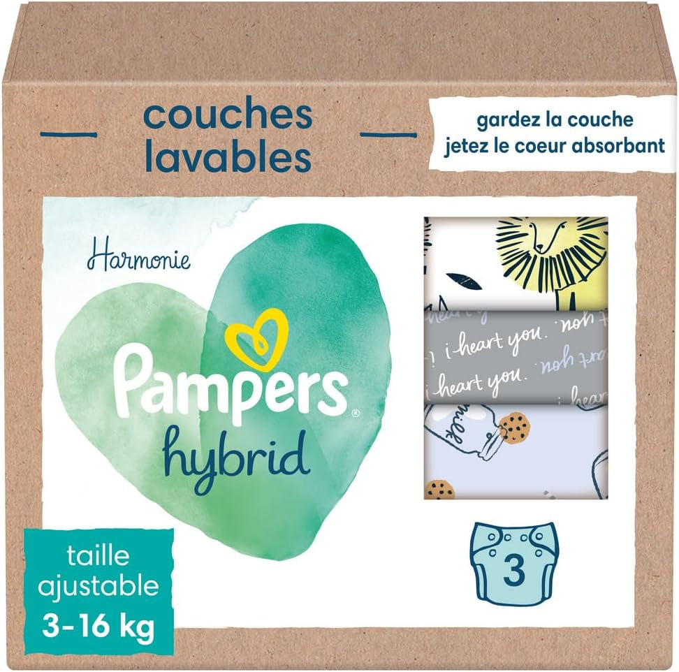 Couches Lavables Pampers - Harmony Hybrid Baby 3 Pack Couches Lavables - 1 Pièce