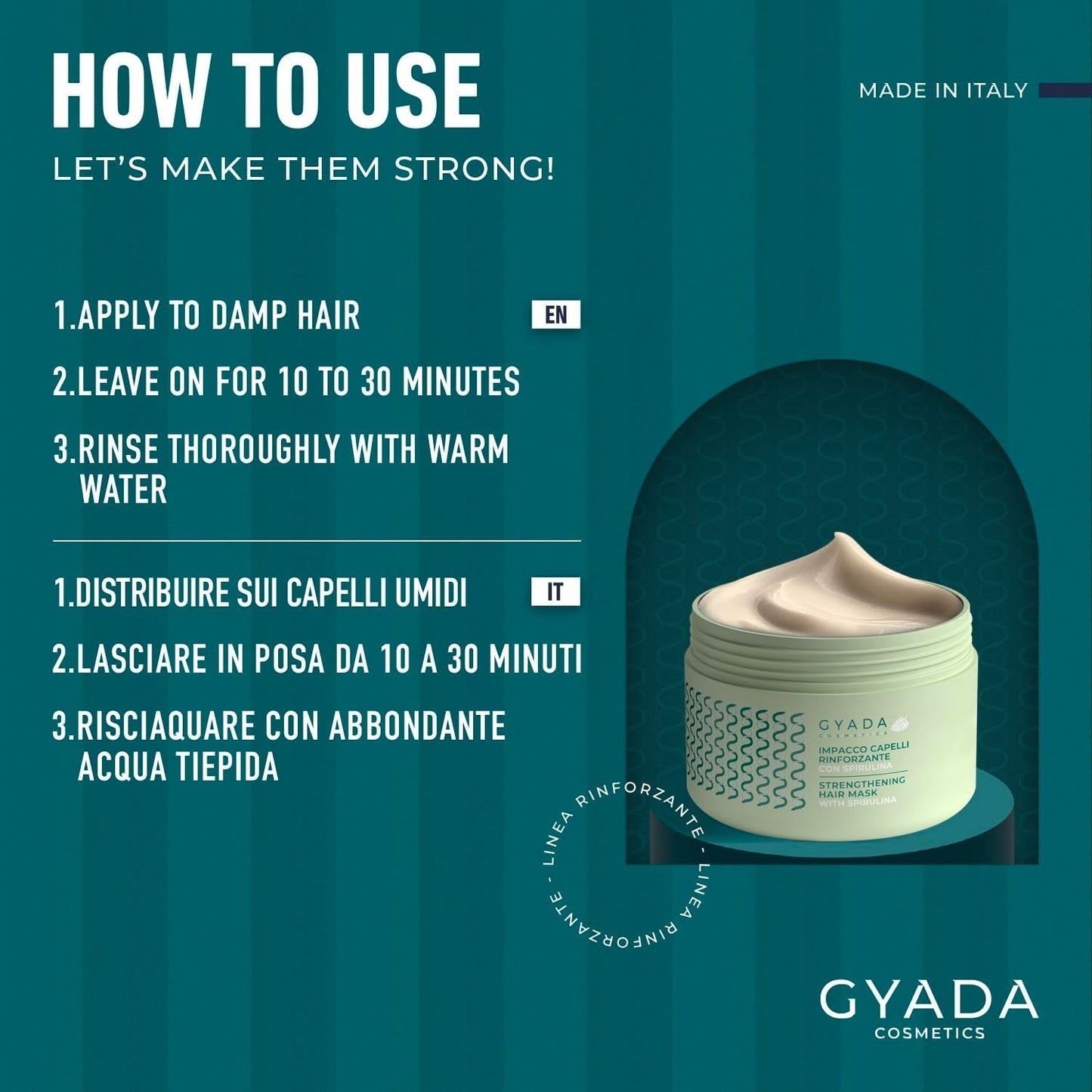 GYADA COSMETICS Pack Renforcement Capillaire Spiruline Nourrissant Anti-Chute Double Embouts Fonctionne 250 ml + Peigne en Bois de Hêtre Idéal pour Démêler Tous Types de Cheveux Masque Capillaire Naty Shop