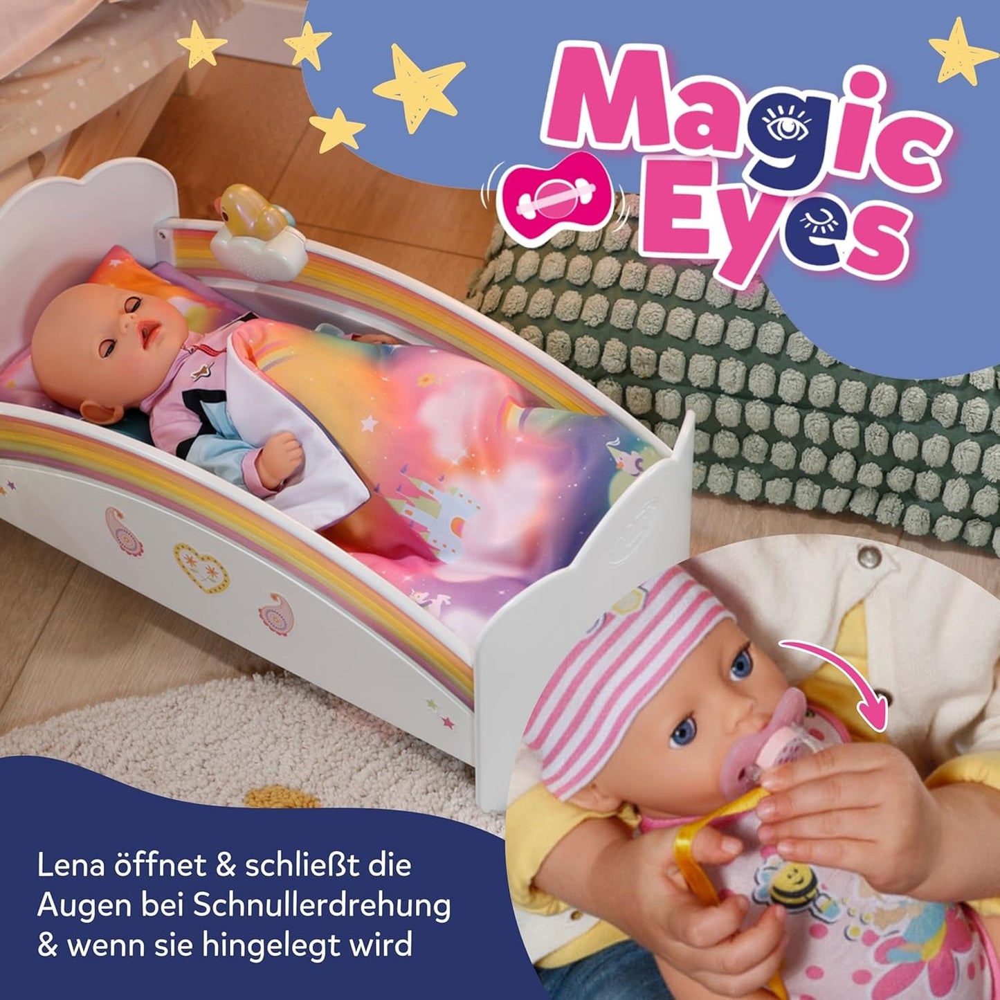 BABY Born Lena (Girl) - poupée 36 cm - 7 fonctions, y compris accessoires et matelas - Fonctionne entièrement sans piles - Convient aux petits enfants à partir de 1 an