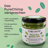 Poudre de matcha de qualité cérémonielle Purechimp 50 g. Poudre de thé 100 % pure cultivée à l'ombre pour les lattés, les infusions et les recettes. Pot recyclable. Riche en antioxydants.