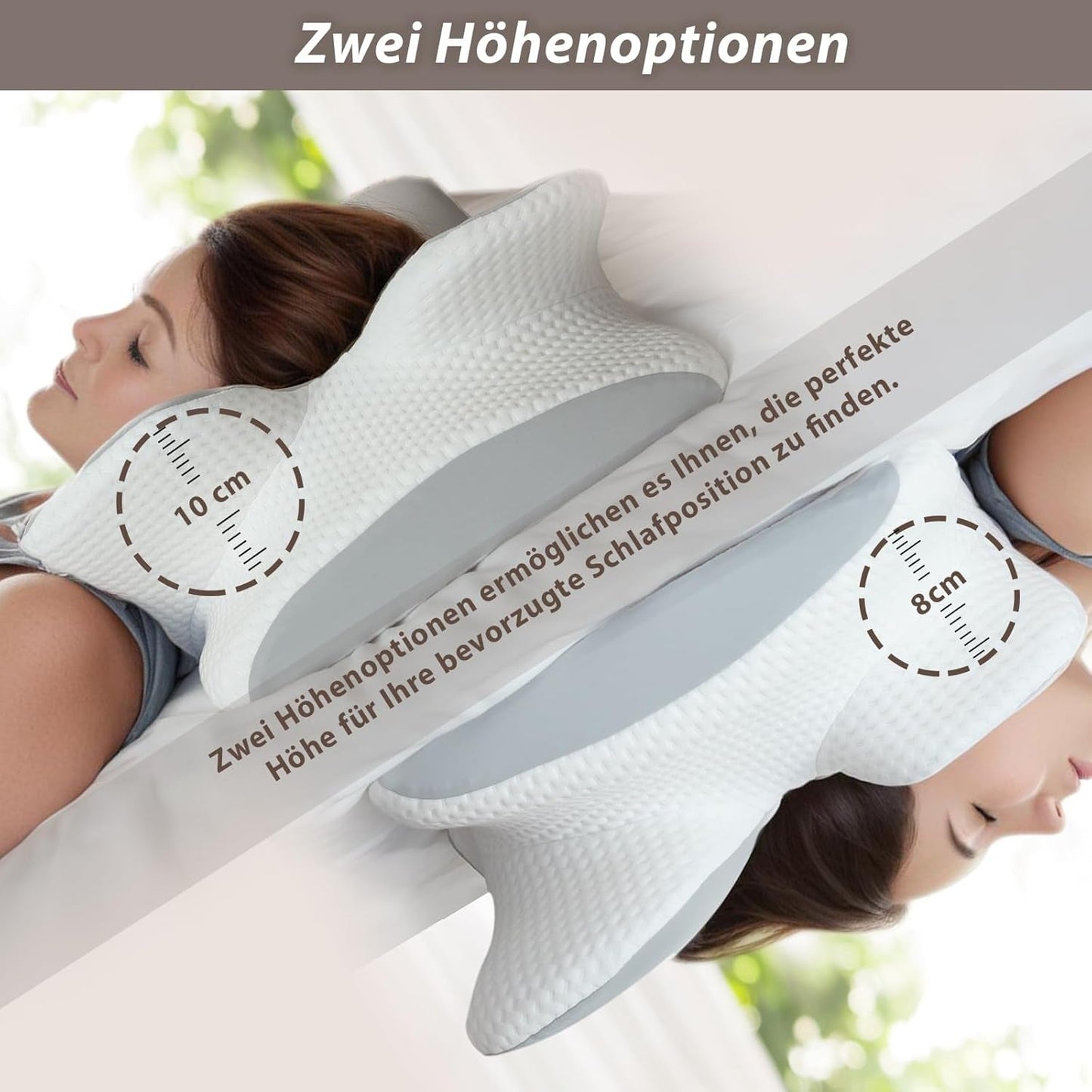 Oreiller cervical Oreiller orthopédique pour la tête Oreiller en mousse à mémoire de forme Oreiller à impact latéral - Conception ergonomique Forme creuse pour les impacts latéraux, dorsals et abdominaux Oreillers orthopédiques cervicaux gris clair Naty Shop