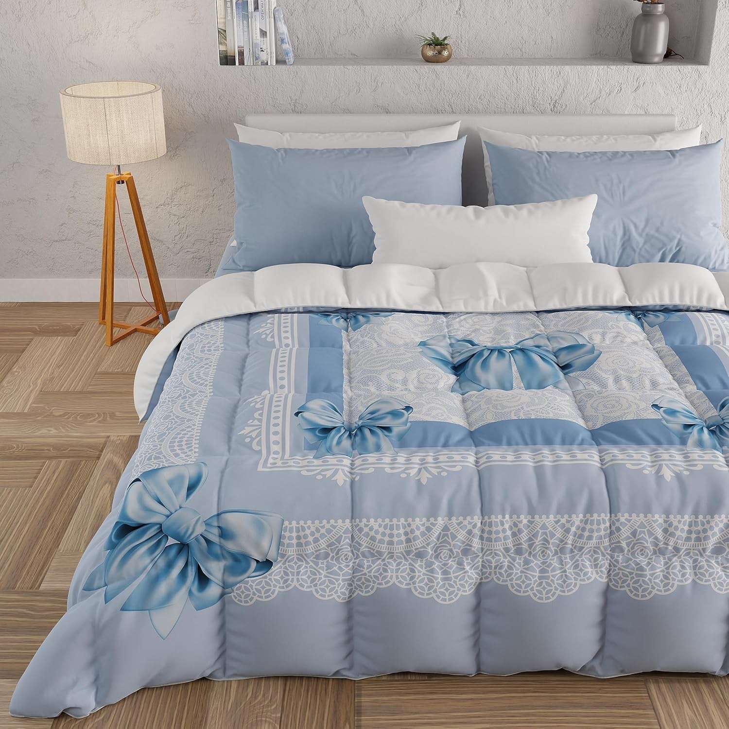 PETTI Artigiani Italiani - Couette d'hiver, Couette d'hiver, Couette simple, Double face, Impression monochrome et numérique, microfibre 100% hypoallergénique, Fabriqué en Italie