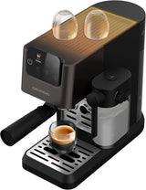 Machine à expresso porte-filtre GRUNDIG KSM 5330 avec réservoir à lait intégré, puissance 1628 W, pression de pompe 15 bar, double buse, écran tactile couleur, BrewSense, CreamyPro, acier inoxydable foncé/noir