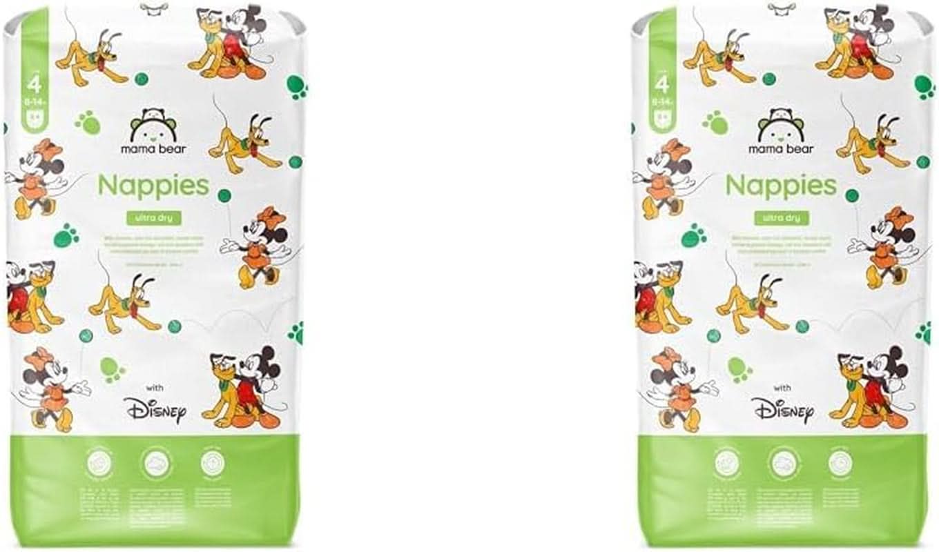 Couches Mama Bear Disney Ultra Dry taille 4 (8-14 kg), blanches, 84 pièces (1 paquet) Naty Shop taille 4 (8-14 kg) (2 paquets) paquet individuel
