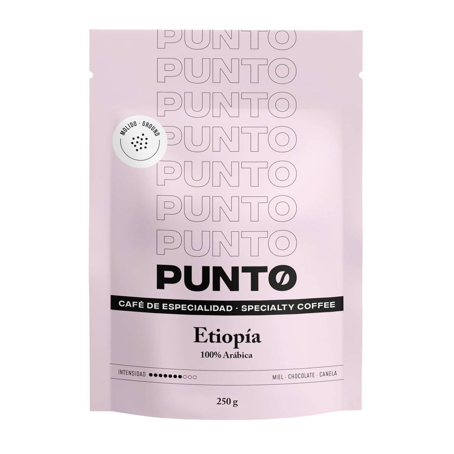 – Café éthiopien moulu – 250 g – Café spécial – Torréfaction moyenne – 100% Arabica – Notes de miel, de cannelle et de chocolat – Acidité intense – Corps moyen