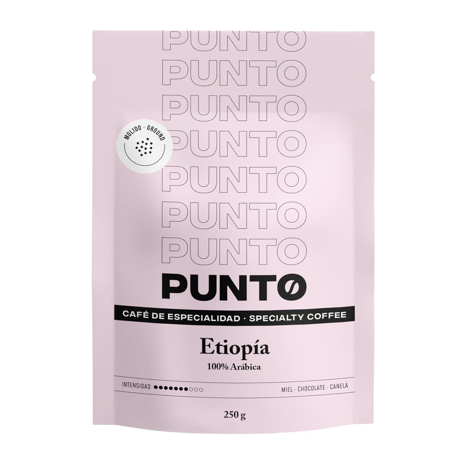 – Café éthiopien moulu – 250 g – Café spécial – Torréfaction moyenne – 100% Arabica – Notes de miel, de cannelle et de chocolat – Acidité intense – Corps moyen