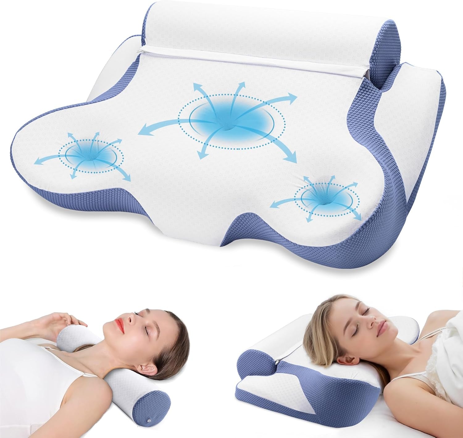 TopEsct Oreiller en mousse à mémoire de forme, oreiller pour dormeur latéral, oreiller cervical, oreiller de tête pour dormeurs sur le côté et sur le dos (gris)