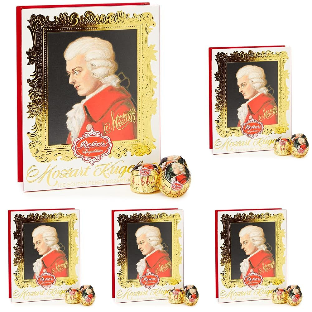 Mozart Baroque - Authentiques Boules De Nougat Au Massepain Au Chocolat Noir Mozart 12 Pièces 1 X 240g (Paquet De 5)
