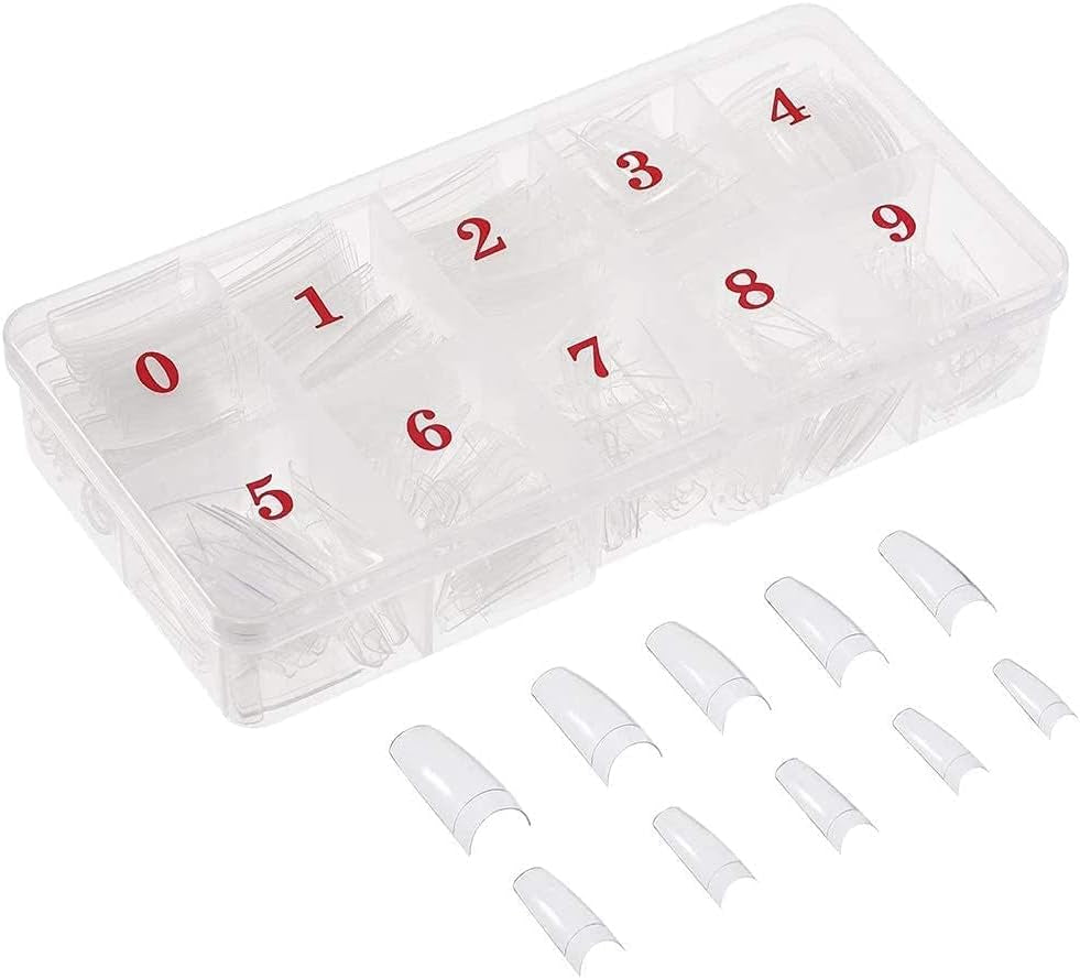 Faux ongles artificiels en acrylique français naturel, 500 pièces, pointes d'art avec boîte pour femmes et filles