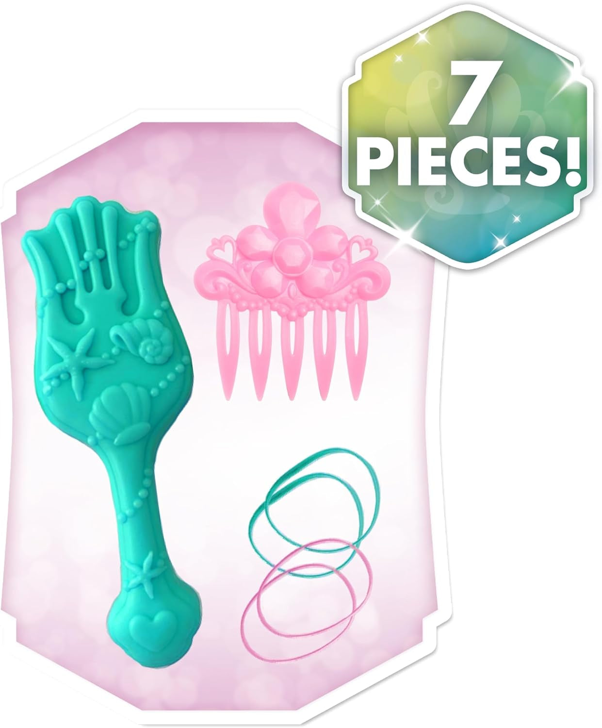 Tête de cheveux de princesse Disney Ariel Just Play, 20 cm, avec accessoires, ensemble de 7 pièces, jouet à cheveux rouges pour enfants de 3 ans et plus