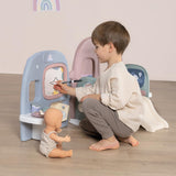 Smoby - Puériculture Chambre de poupées - Centre de jeux pour poupées Crèche + Maternelle Vie quotidienne - Aire de jeu pliable avec rotation à 360° - 6 accessoires - Fabriqué à 90% de matières recyclées en France, dès 3 ans