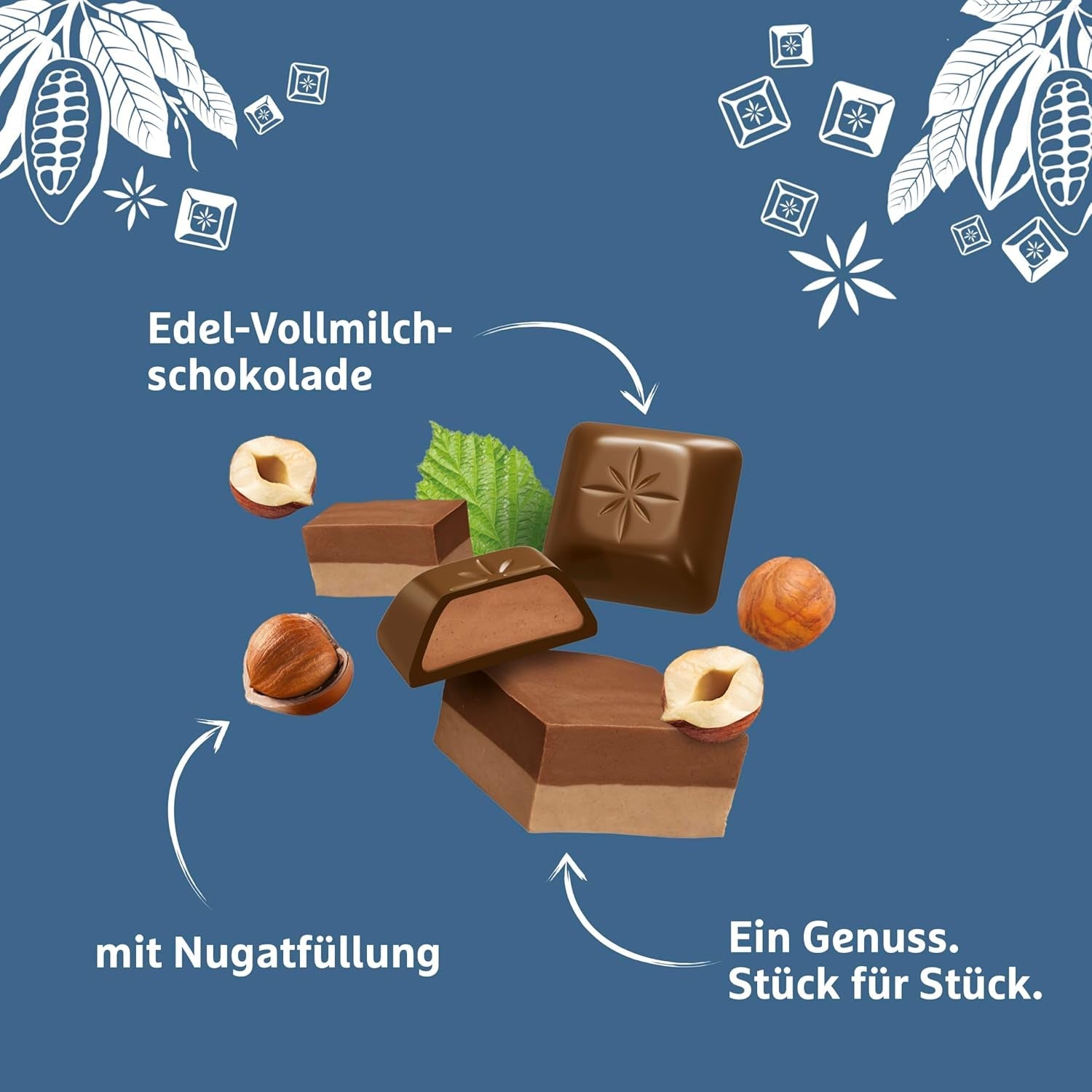 Tablette de chocolat Schogetten Nougat 100g, portion individuelle. Un délice. Pièce par pièce.