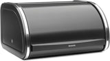 Boîte à pain Brabantia roll - Boîte de rangement compacte pour pain, bagels et petits pains avec couvercle plat, acier durable - taille moyenne - noir mat Boîtes de conservation alimentaire Naty Shop