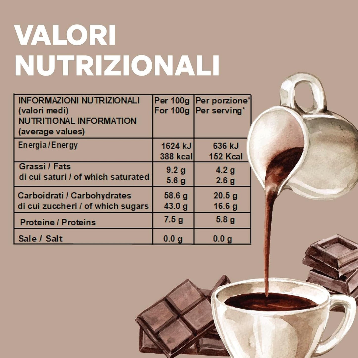 Chocolat chaud italien Cortina TARTE CHOCOLAT AMER, 15 sachets X 30 grammes Cacao et Chocolat Chaud Naty Shop