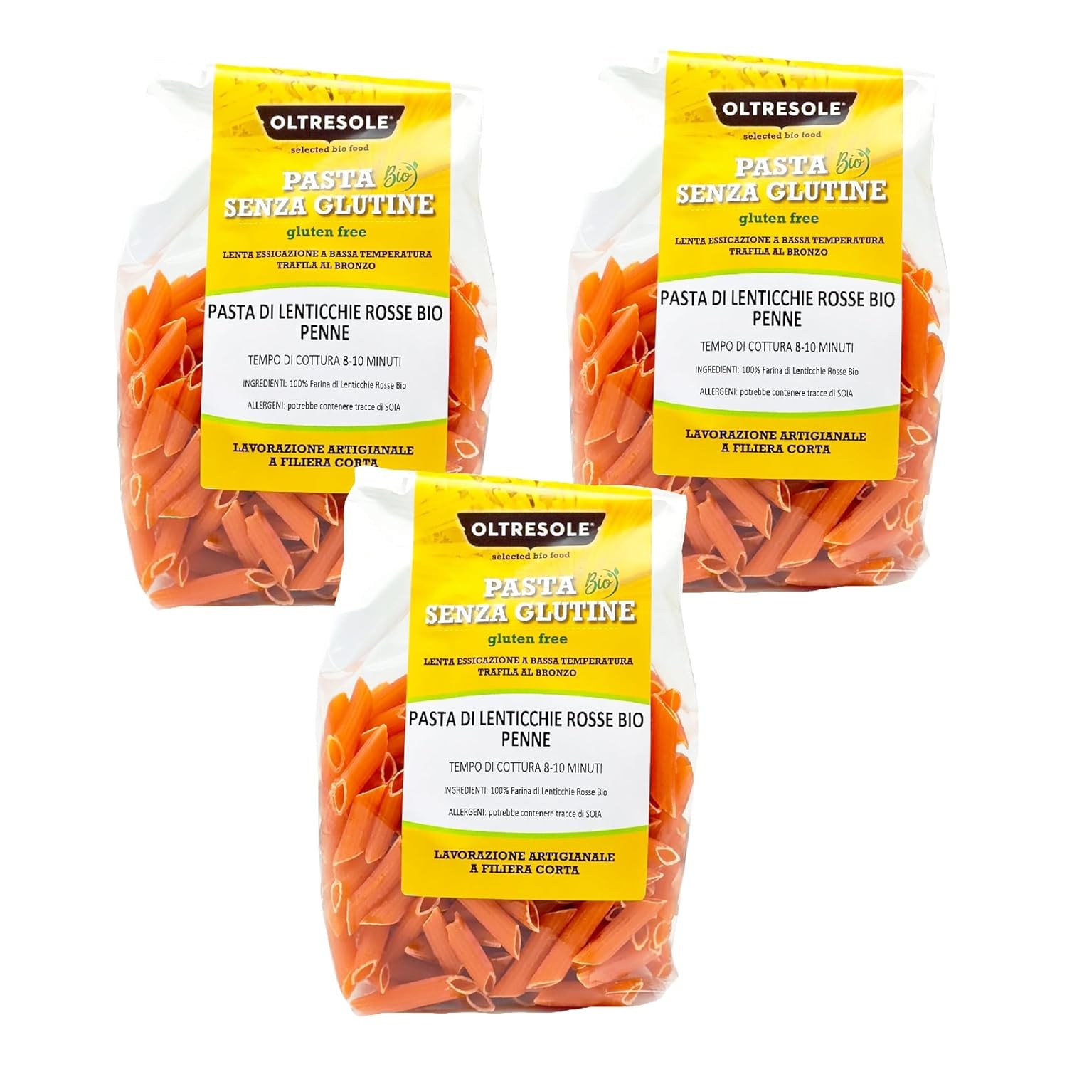 Pâtes de Lentilles Rouges Bio Format Penne 4kg Pâtes aux Protéines de Légumineuses Farine de Lentilles Rouges 100% Bio Sans Gluten Format Pratique