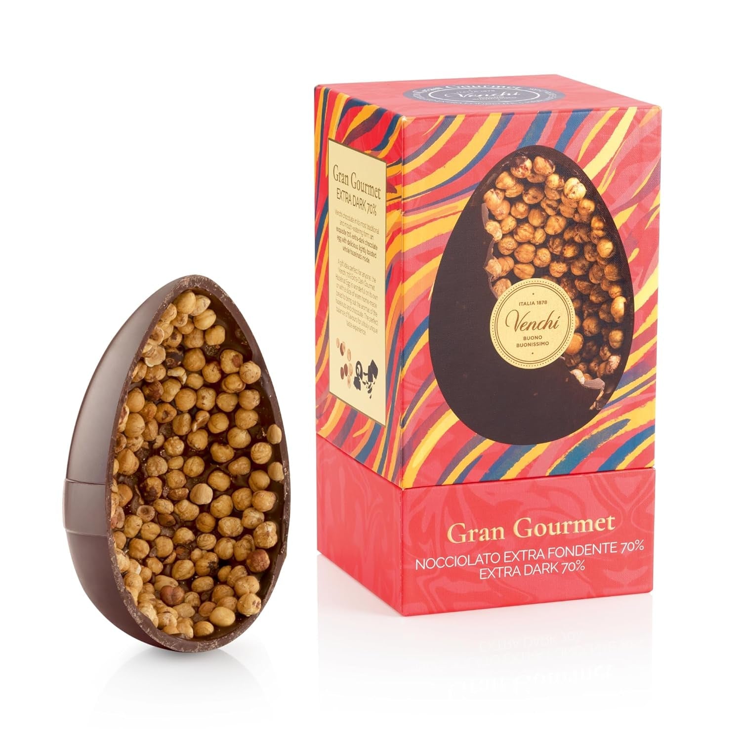 Venchi - Oeuf en chocolat, saveur pistache, à la pistache entière, avec surprise, sans gluten, 500g, collection Pâques, idée cadeau