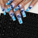6 feuilles d'autocollants pour ongles de modèle d'aérographe, autocollants d'ongles d'étoiles de flamme de papillon, d'autocollants d'impression d'outil de pochoir d'art d'ongle autocollants auto-adhésifs pour les femmes autocollants de conception d'art d'ongle