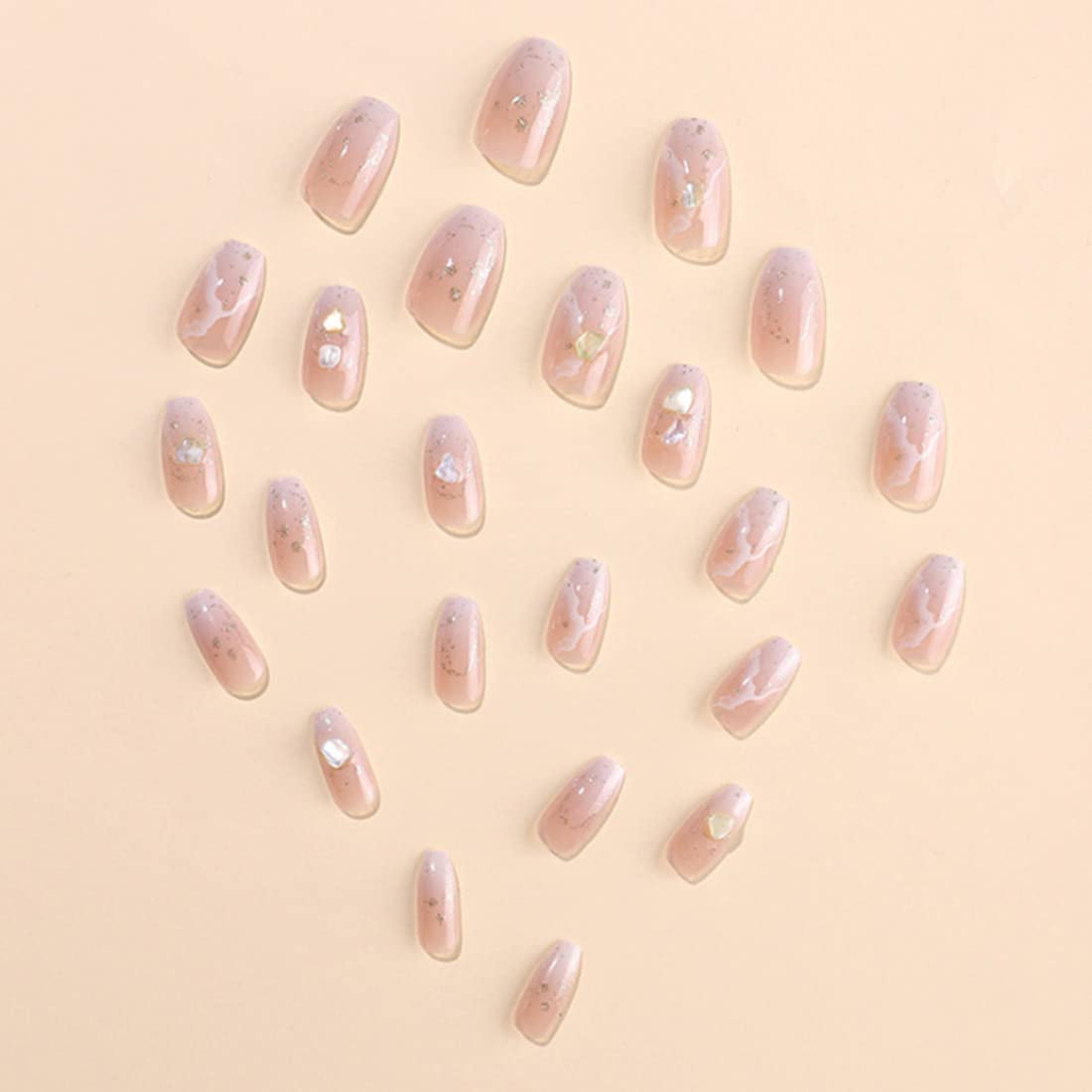 24 pièces carré nu français court couverture complète faux ongles presse sur ongles pour femmes filles
