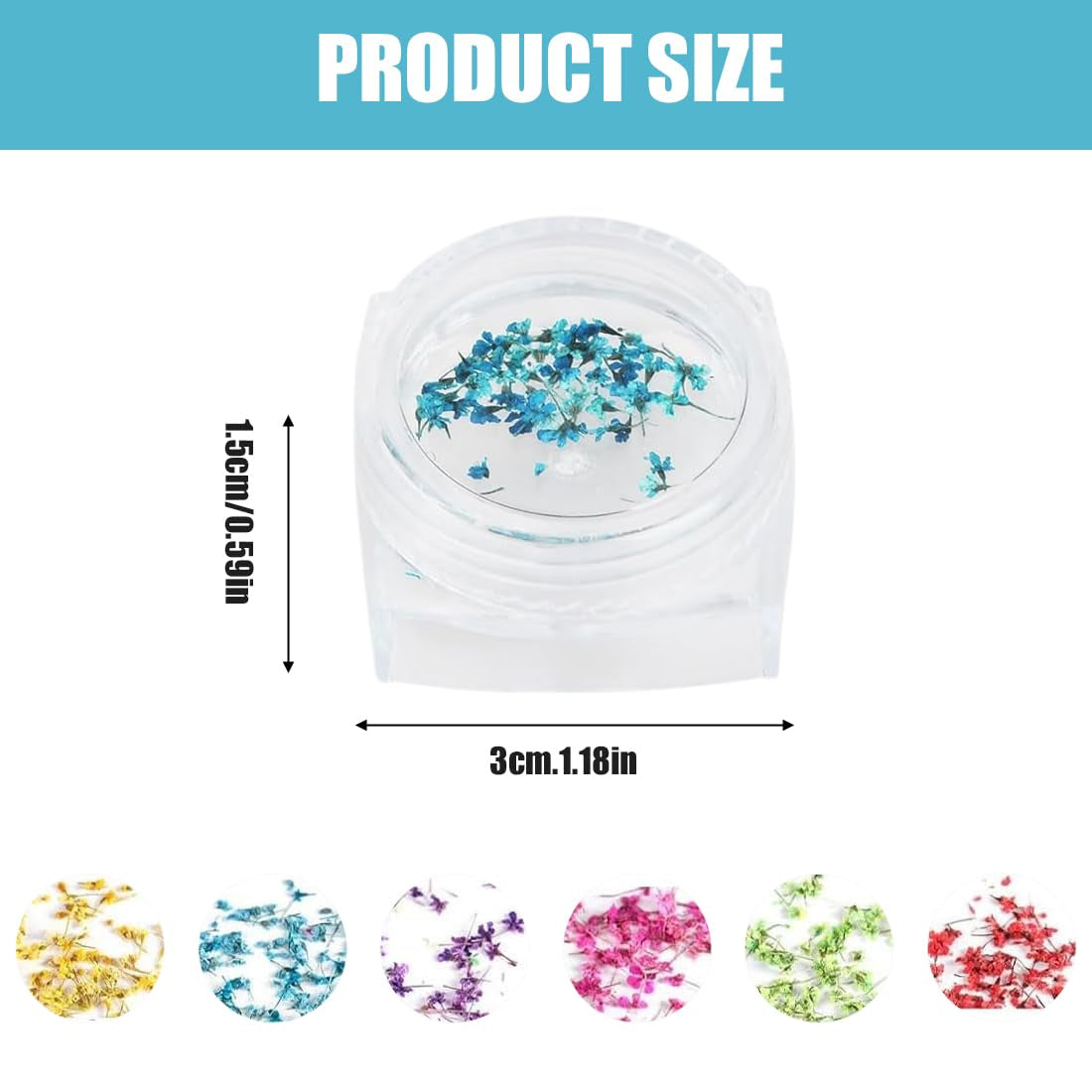 EYVRPAU 6 pièces Nail Art Fleurs Set Décoration, Gelnägel Zubehör 6 Farben, Nail Art Aufkleber Trockene Blumen Kit Getrocknete Blumen Zubehör Set DIY Nageldekoration