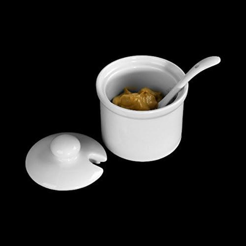 Holst Porcelain AT 216 FA1 Bidon 0,17 L Fût avec Cuillère, Blanc, 8,5 x 8,5 x 6,5 cm