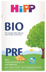 Le lait infantile bio HiPP PRE (4 x 600g), dès la naissance, ne contient que du lactose comme glucide, de la meilleure qualité biologique