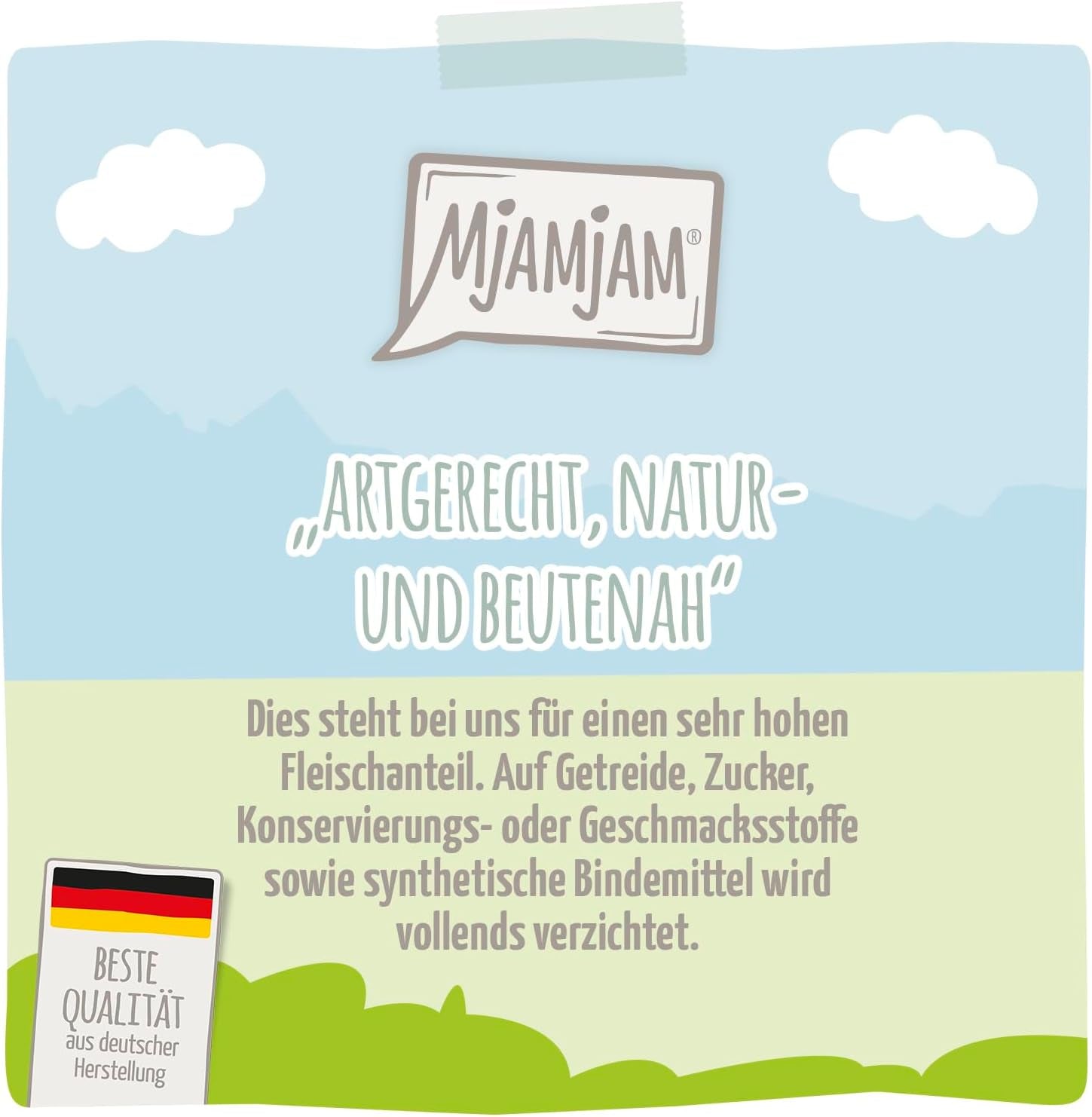 MjAMjAM - Nourriture humide premium pour chat - Sachet compressible - DUO au veau raffiné et hareng, pack de 12 (12 x 125g), sans céréales