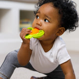 Infantino Lil' Nibbles, anneau de dentition en silicone texturé, jouet de dentition pour bébé sans BPA, doux, facile à tenir, stimulation sensorielle pour nourrissons, carotte