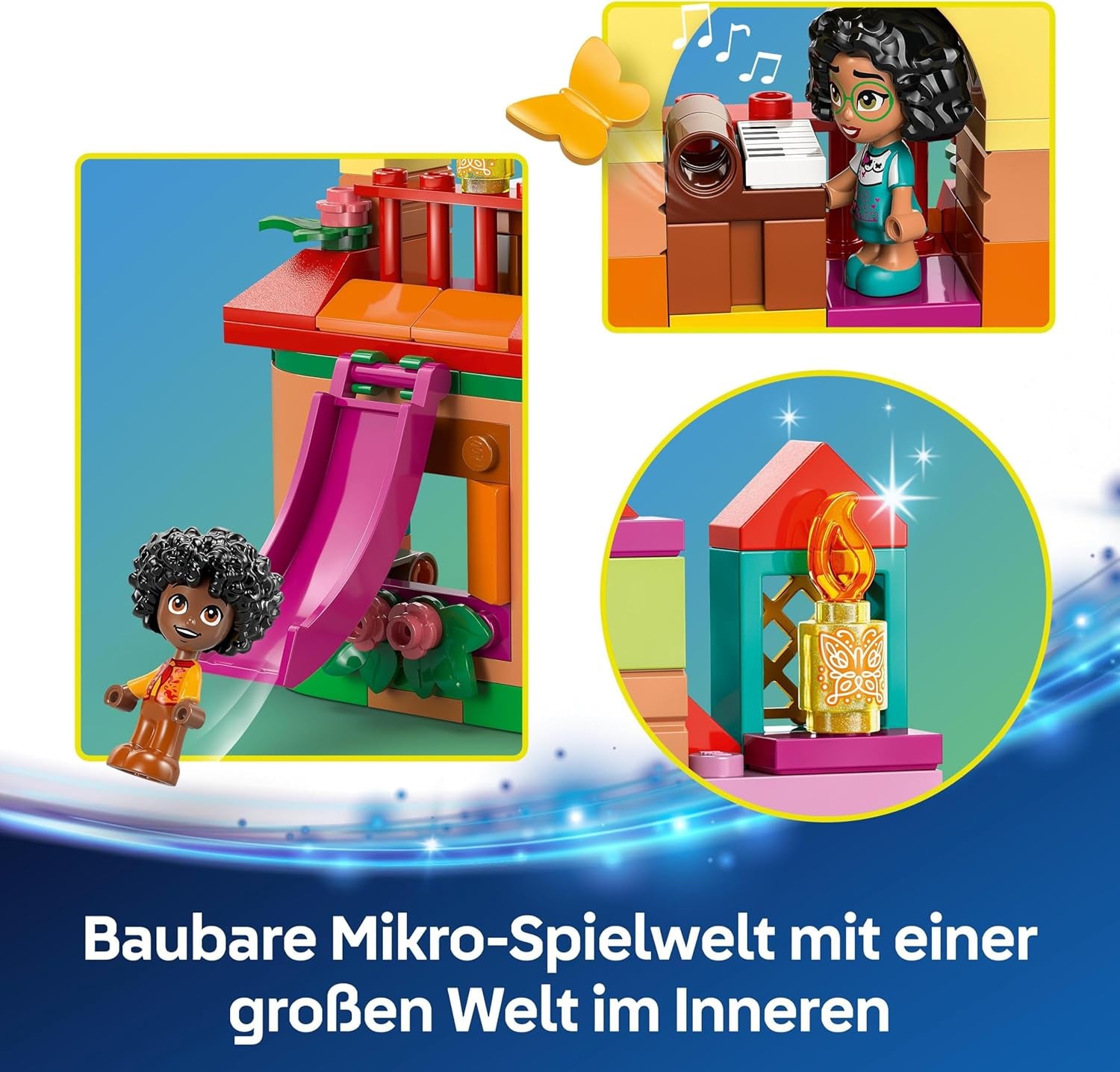 LEGO Ç€ Disney Encanto Mini House, jouet de construction pour filles à partir de 5 ans, jouet fantastique et jeu de construction avec mini-poupées Mirabel et Antonio, une figurine de Capybara et une clé 43261 Jeux de construction Besuche den LEGO-Store