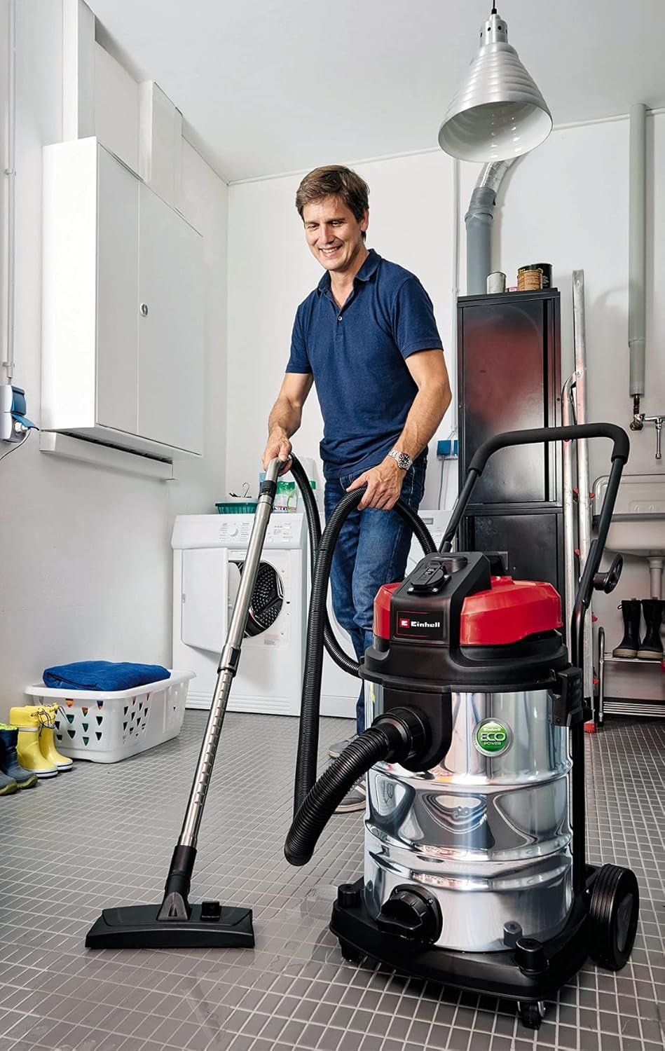 Tuyau d'aspiration d'origine Einhell pour aspirateurs eau/poussière (longueur 3 m, avec adaptateur de raccordement pour tous les aspirateurs eau/poussière Einhell, en plastique dur)