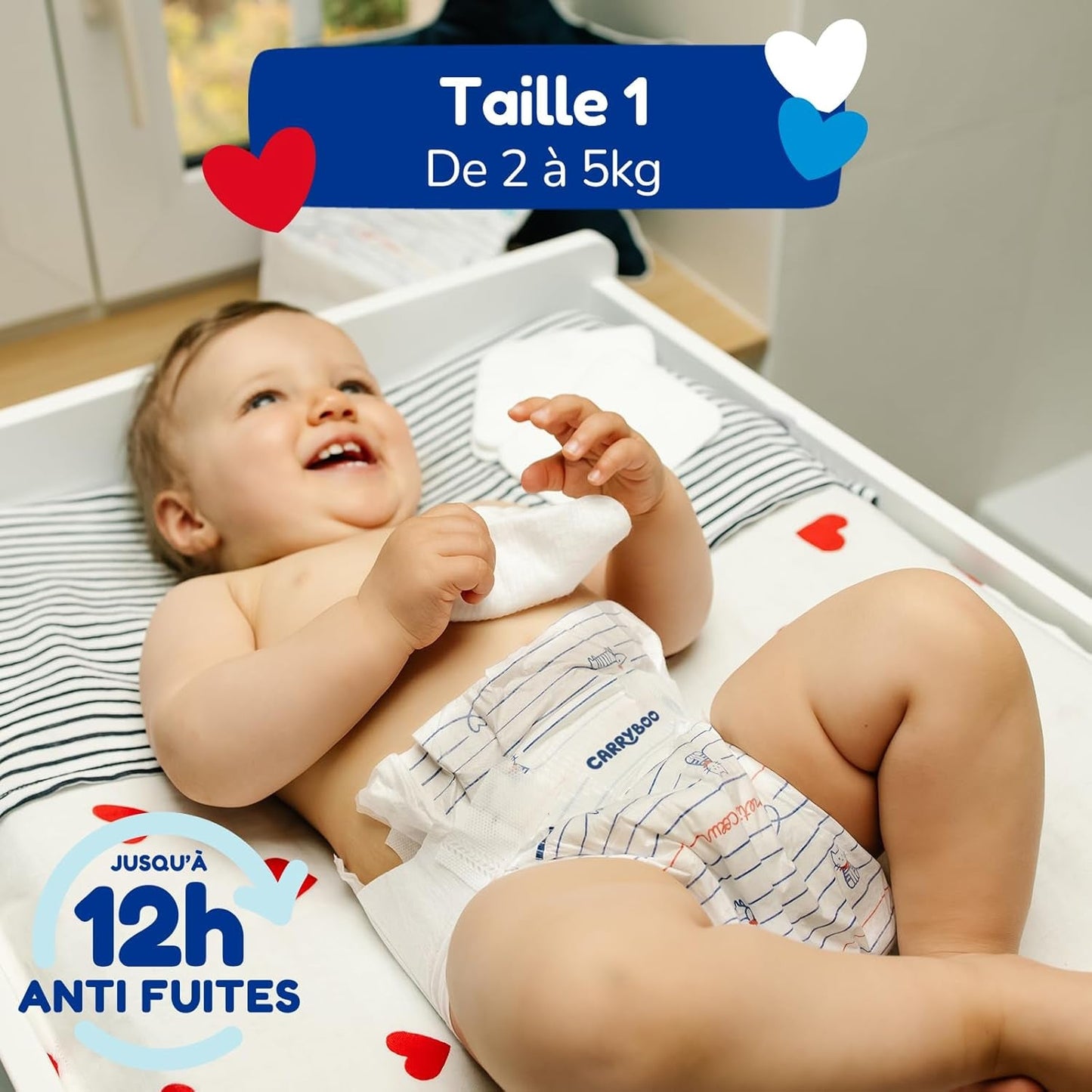 - Couche taille 1 (2-5 kg) – saine et extrêmement absorbante – étanche 12 heures – ohne unerwünschte Substanzen – fabriquée en France – prix abordable – 120 couches jetables