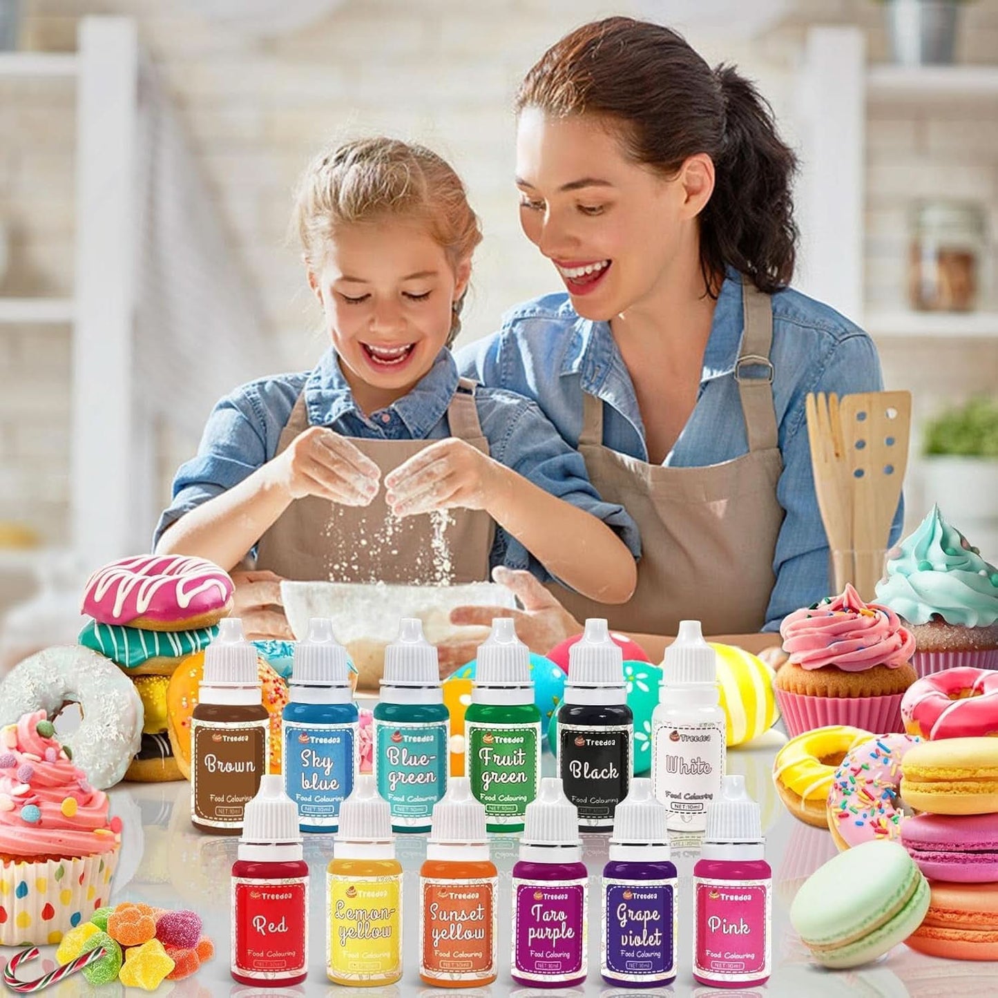 Lot de 12 colorants alimentaires liquides 10 ml Naty Shop