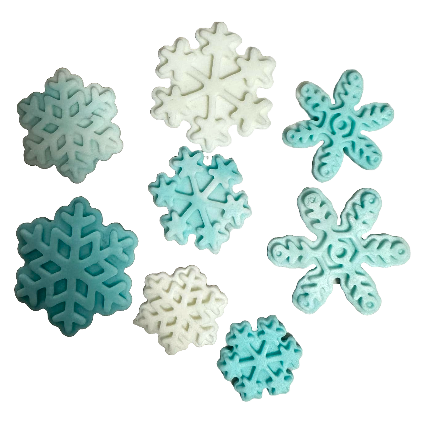 Lot de 8 décorations comestibles en sucre, Décorations en Pâte à Sucre Flocons de Neige Naty Shop