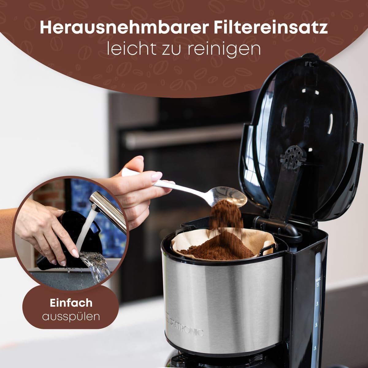 Cafetière Clatronic® avec carafe thermos pour 8 à 10 tasses de café (env. 1,2 l) | Cafetière filtre en inox | Carafe Thermos à Double Paroi | Aucune perte de température | Cafetière 800 W | KA 3805
