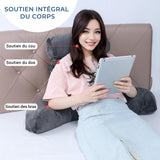 INFANZIA Oreiller de lecture ergonomique avec accoudoirs, dossier en mousse à mémoire de forme, gris, M