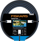 Fiskars ML Tuyau d'arrosage série X Tuyau d'arrosage manuel 13 mm (1/2"), Longueur : 25 m, Raccord universel, Protection UV, Protection contre le gel, Résistant à la torsion, Bleu, 1076045