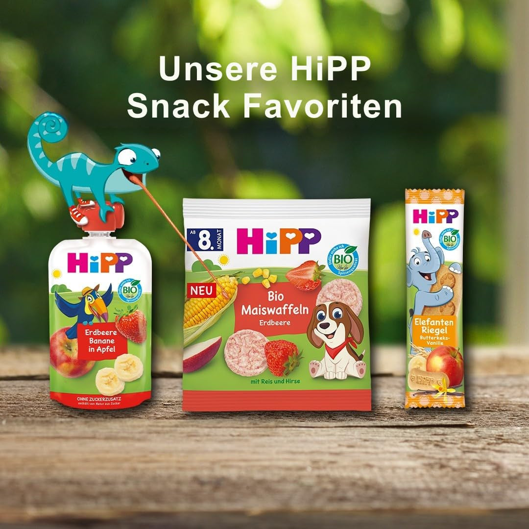 HiPP Bio Mangue-Passion Sachet Saveur Poire-Pomme - Nick Rhino (8 x 100g), à partir de 1 an, 100% purée de fruits, sans sucre ajouté, végétalien, meilleure qualité biologique