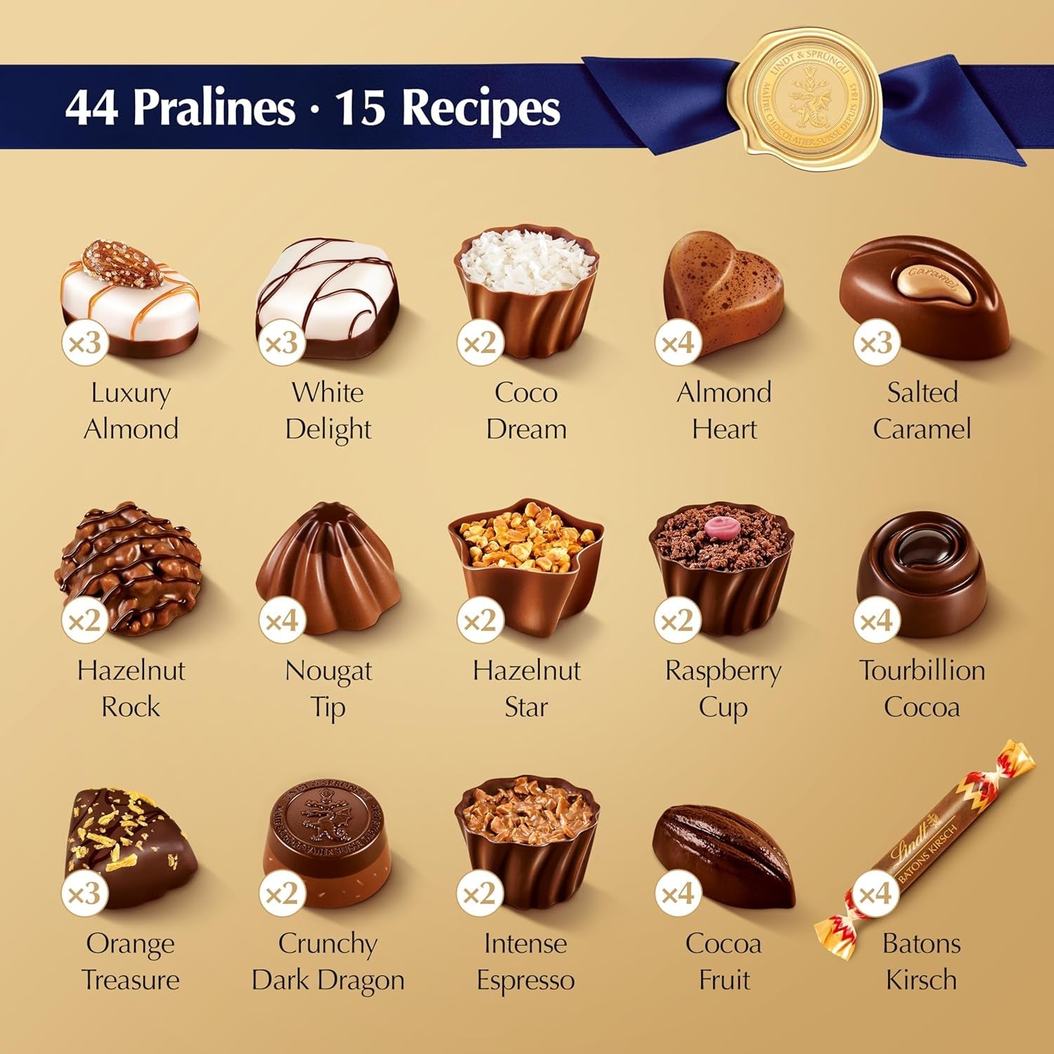 Chocolats Lindt - Sélection de luxe suisse (445g)