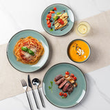 GBhome Service de table en porcelaine pour 4 personnes, 12 pièces, vernis réactif, fait à la main, passe au micro-ondes et au lave-vaisselle, ensemble de bols et d'assiettes, couleur essence GDW025WB-EU
