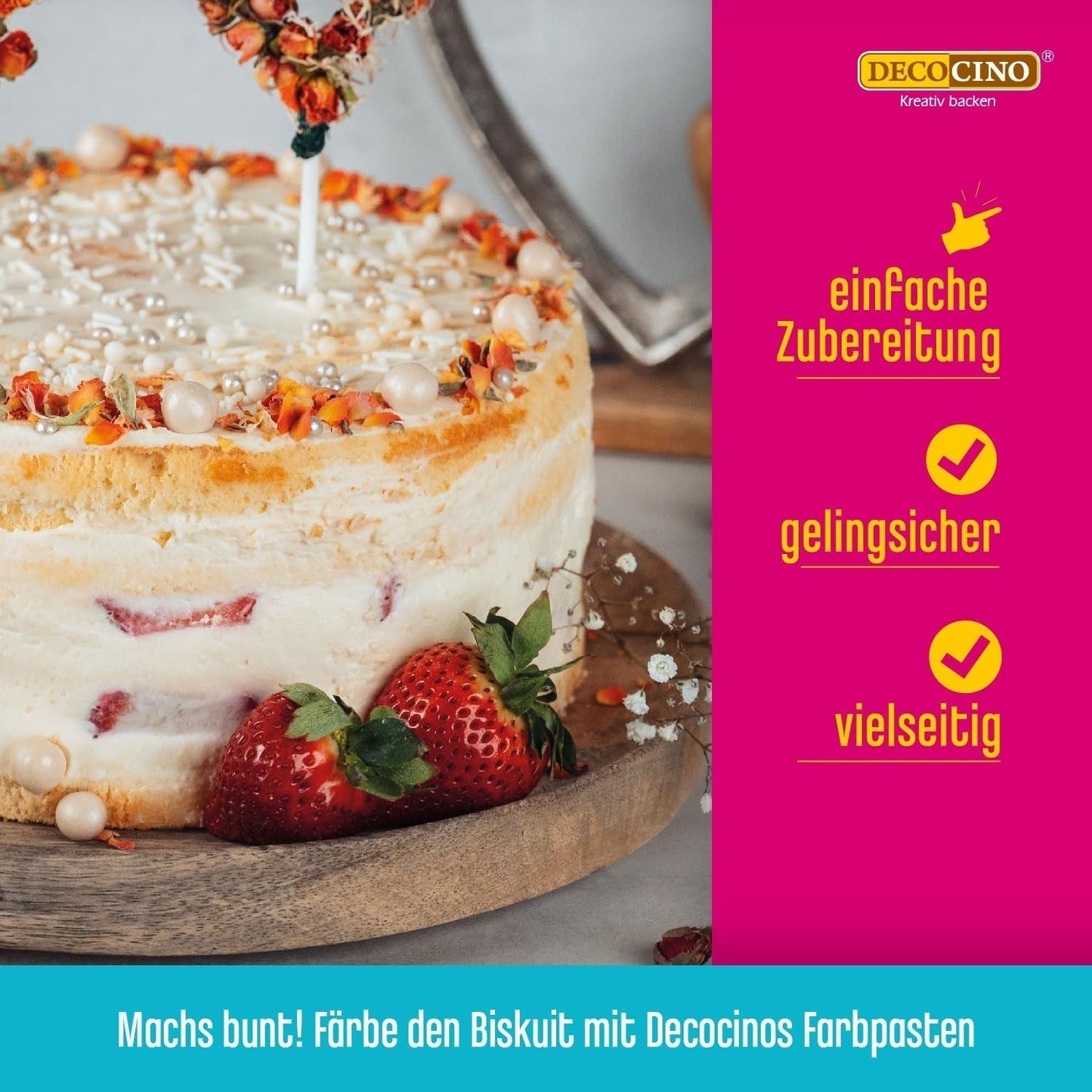 DECOCINO Biscuit Backmischung (250 G) – Einfache Zubereitung – Gelingsicher – Zum Backen Von Luftigen Biskuitböden, Creme-Torten, Biskuitrollen Uvm. Boutique Naty