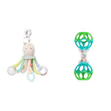 Fehn Jouet d'activité Poulpe - Jouet de motricité pour bébé pour poussettes et démarrages brillants, Oball, Jouet hochet avec balles de préhension pour la marche, Jouet interactif pour bébé Bebe Toys Naty Shop Pack de jouets Octopus