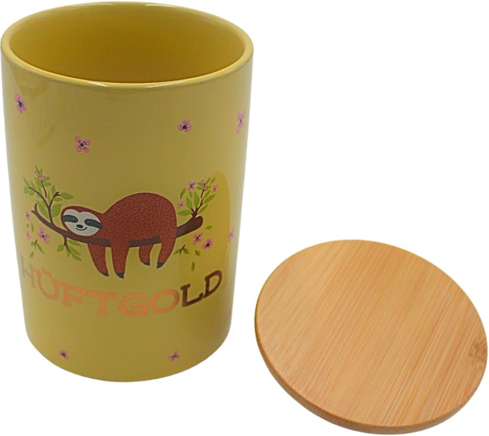 Dekohelden24 Boîte de rangement élégante en céramique/café/aliments frais/biscuit Hüftgold. La raison : paresseux. Dimensions : H/Ø 15,6 x 11 cm. Boîtes de conservation des aliments Naty Shop