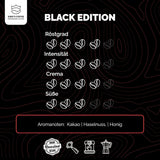 KING'S COFFEE - BLACK EDITION - 1 kg de grains de café crème intense - Café à faible acidité - Torréfaction en petits lots d'Italie - Grains d'espresso Arabica forts (mélange) pour machines entièrement automatiques et porte-filtres