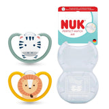 Sucettes NUK Perfect Match Air pour bébés | 6-18 mois | Sucettes orthodontiques qui favorisent la circulation de l'air et préviennent les éruptions cutanées causées par la salive | 95 % d'acceptation par les bébés** | Zèbre/Léo | Paquet de 2